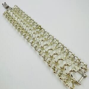 Sarah Coventry Vintage Fancy Free Bracelet Chunky Silver Tone Wide Statement 60s